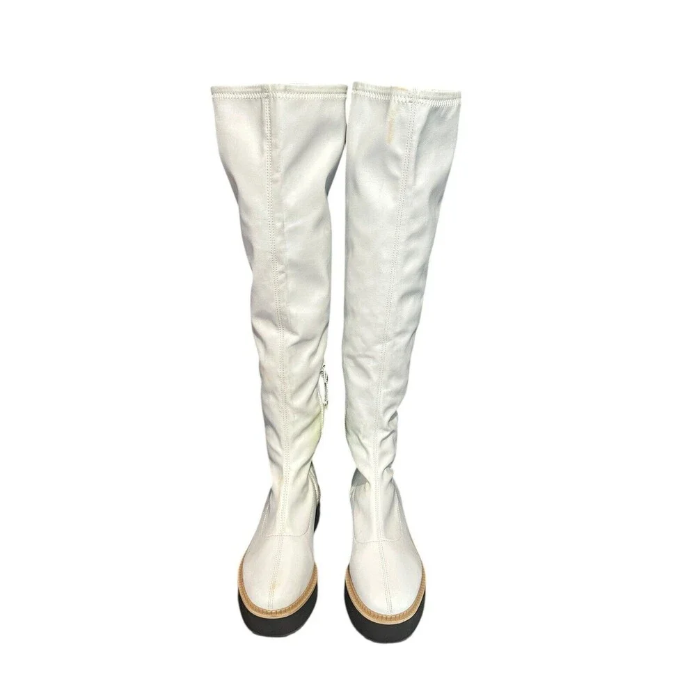 New Gianni Bini Sz 7 Marfisia Platform Over-Knee-Boot White Lightweight‎ #S131-5